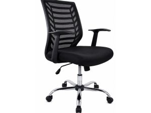 SILLA SEMI EJECUTIVA L-201 DE MESH COLOR NEGRO